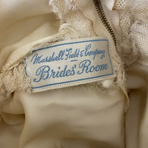 Vintage Marshall Fields & Co Wedding Dress The Brides Room 1950s Lace Tulle - Picture 9 of 11